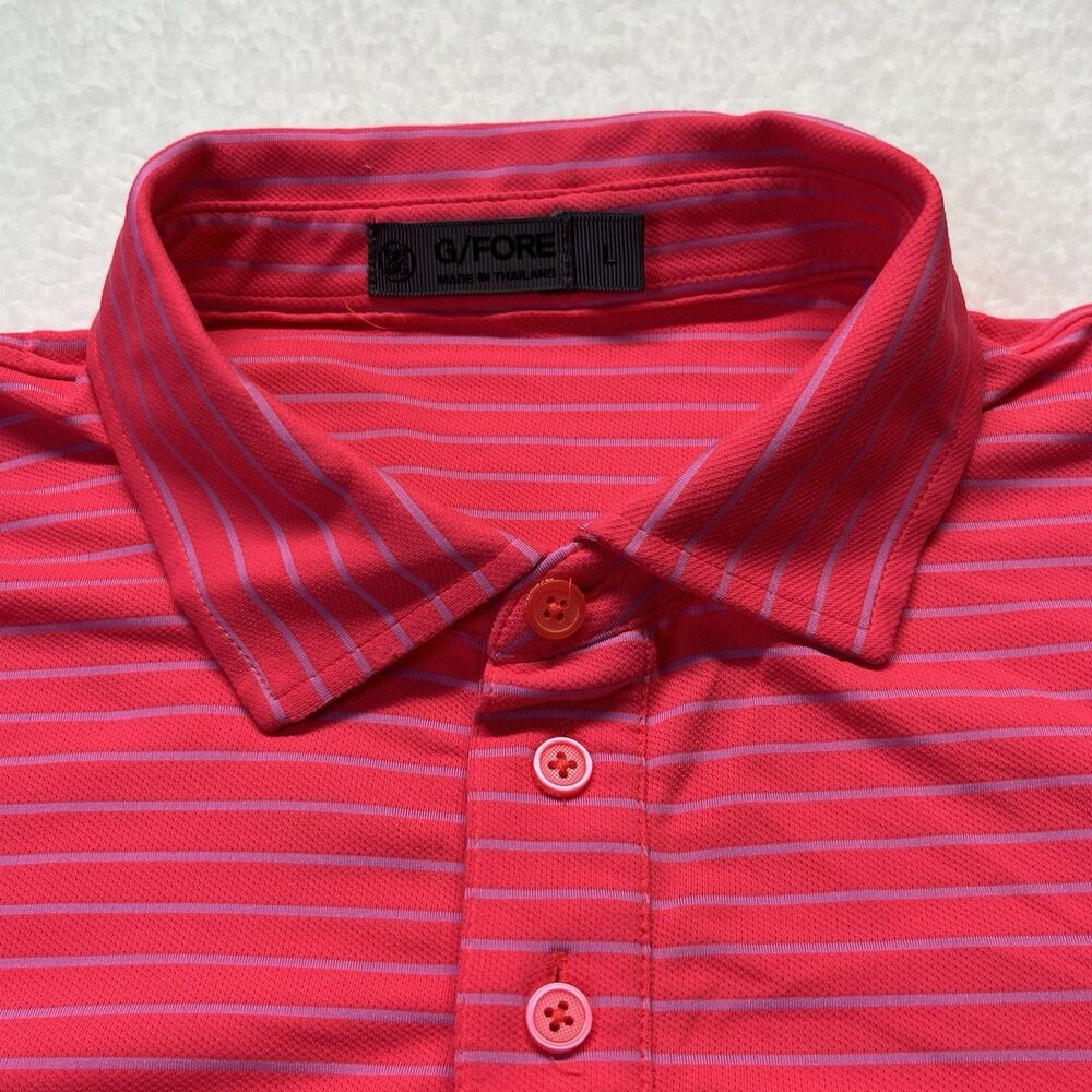 G/Fore Shirt Mens L Golf Performance Polo Pink Striped Preppy Casual Outdoor